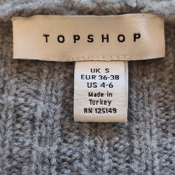 Topshop Oversized Gray Marl Cardigan Sweater Size 4-6 (S) - Picture 9 of 10